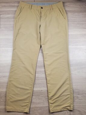 Under Armour Match Play Golf Pants Khaki Tan Stretch Performance Men's 36x32